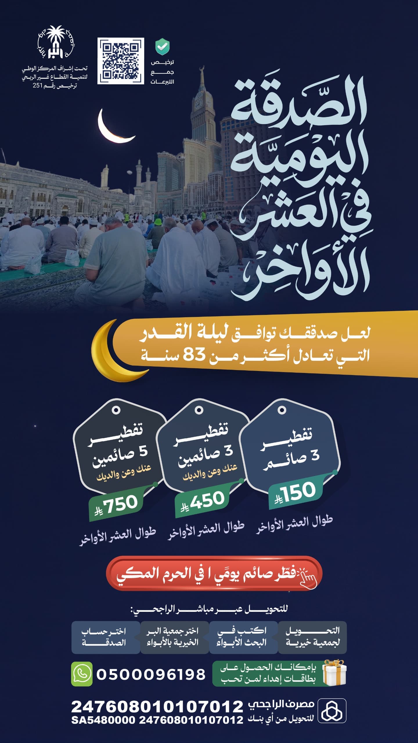 الصدقة اليومية في العشر الاواخر لتفطير الصائمين في الحرم المكي